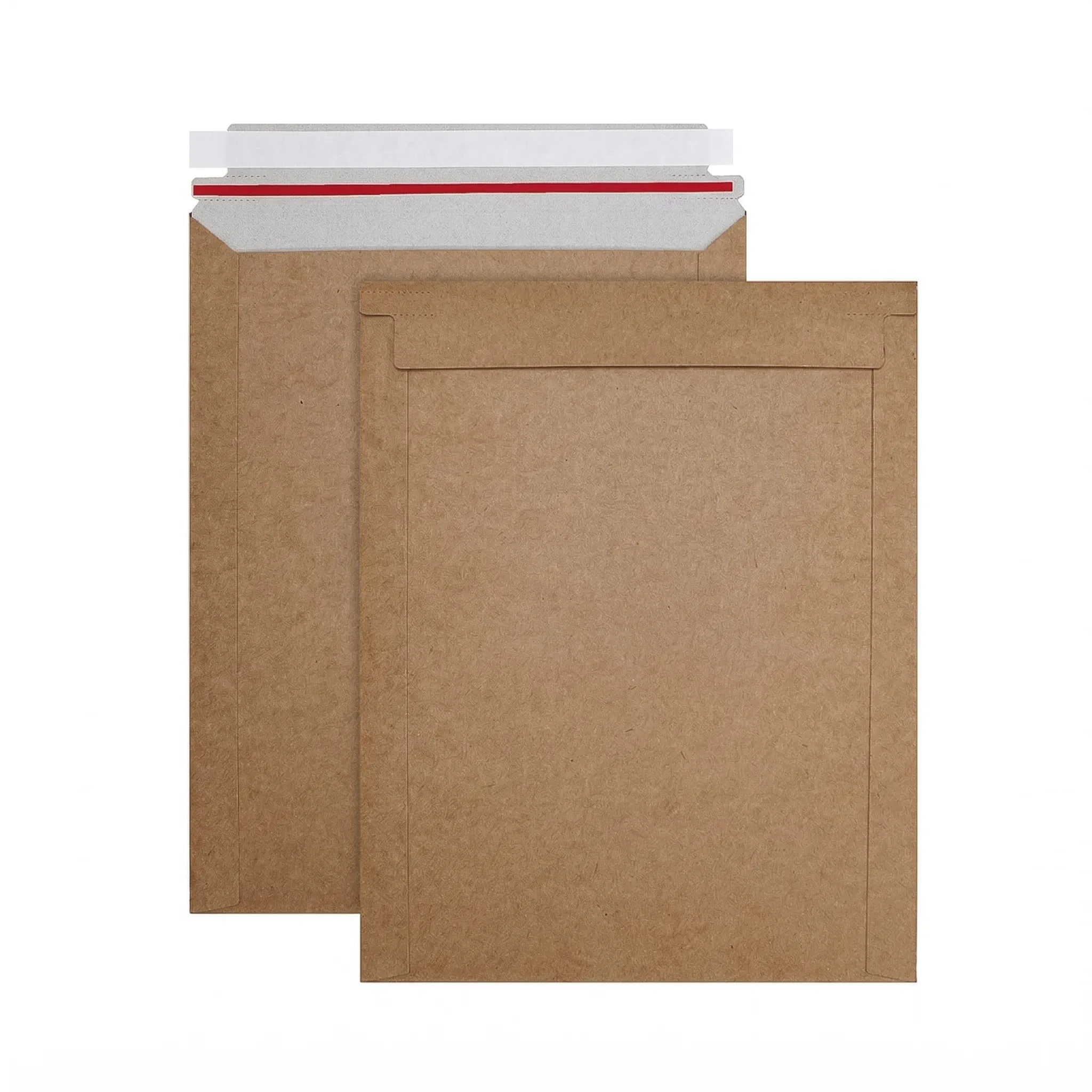 Brown rigid mailers self-seal stay-flat envelopes